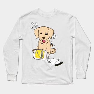 Cute golden retriever spilled mayonnaise Long Sleeve T-Shirt